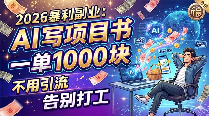 （18087期）2026暴利副业：AI 写项目书，一单 1000 块，不用引流，告别打工-小二项目网