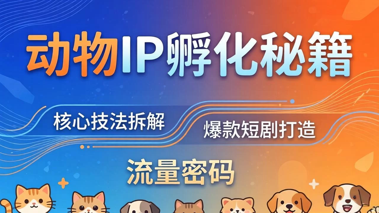（18207期）动物IP孵化全套秘籍，三大核心技法拆解，打造爆款萌宠短剧，轻松拿捏赛道流量密码-小二项目网