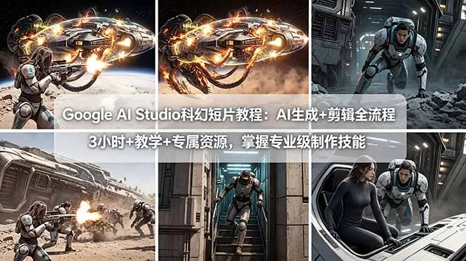 （18173期）Google AI Studio科幻短片教程：AI生成+剪辑全流程，3小时+教学+专属资源，掌握专业级制作技能-小二项目网