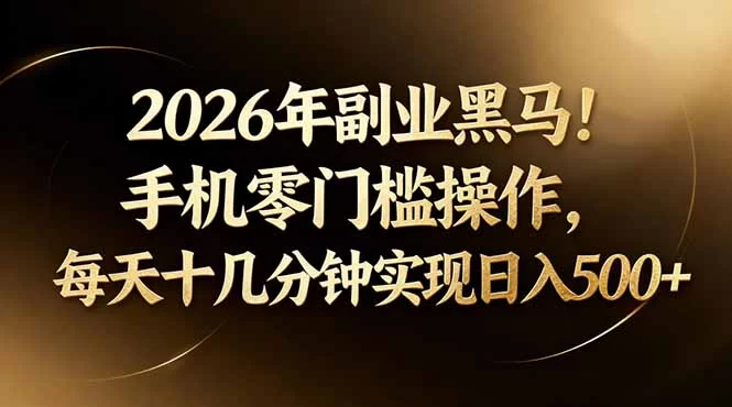 （17993期）2026年副业黑马！手机零门槛操作，每天十几分钟实现日入500+-小二项目网