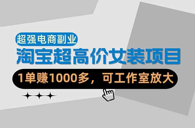 （18091期）【超强副业】淘宝超高价女装项目：1单赚1000多，可工作室放大（共52节）-小二项目网