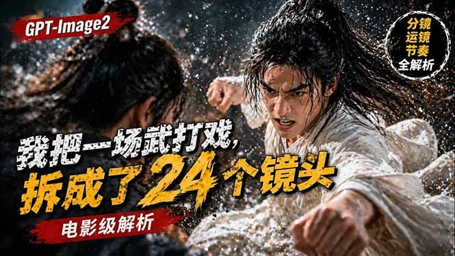 （18212期）用GPT-Image2，把一段武打对决拆成24个连续镜头，从人物建立、动作衔接、运镜节奏，到情绪爆发-小二项目网