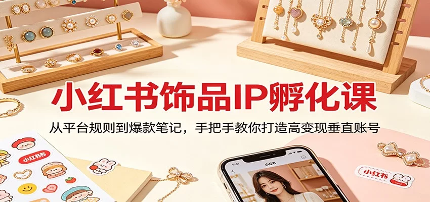 小红书饰品IP孵化课：从平台规则到爆款笔记，手把手教你打造高变现垂直账号-小二项目网