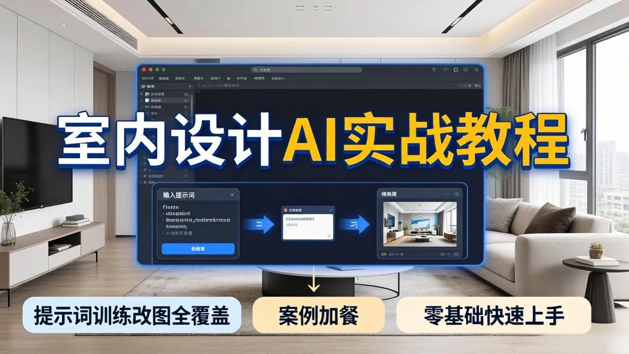 （18216期）2026室内设计AI实战教程，提示词训练改图全覆盖，搭配案例加餐，零基础也能快速上手-小二项目网