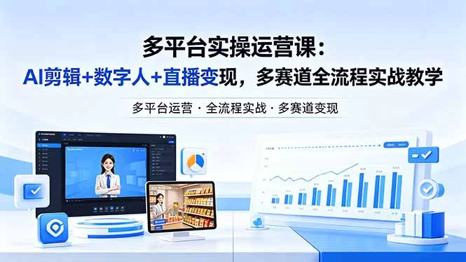 （18131期）某团队多平台实操运营课-更新26年4月20：AI剪辑+数字人+直播变现，多赛道全流程实战教学-小二项目网