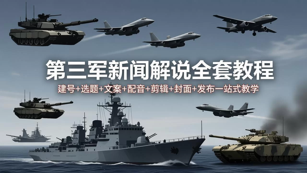 （18081期）第三军迷新闻解说全套教程：建号+选题+文案+配音+剪辑+封面+发布一站式教学-小二项目网