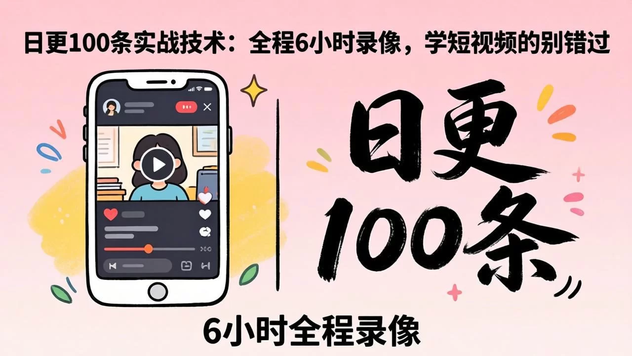 （18097期）某工作坊东莞2026年4月12线下课：日更100条实战：全程6小时录像，学短视频的别错过-小二项目网