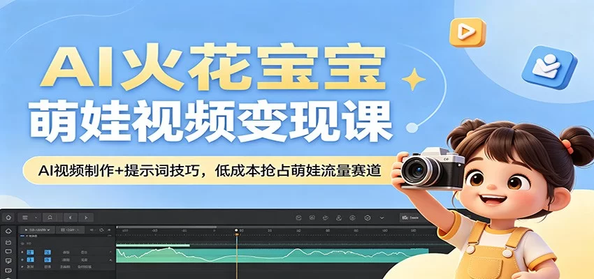 AI火花宝宝萌娃视频变现课：AI视频制作+提示词技巧，低成本抢占萌娃流量赛道-小二项目网