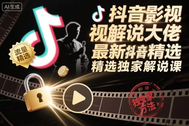 抖音影视解说大佬最新抖音进精选和独家方法，精选独家解说课（更新26年3月）-小二项目网