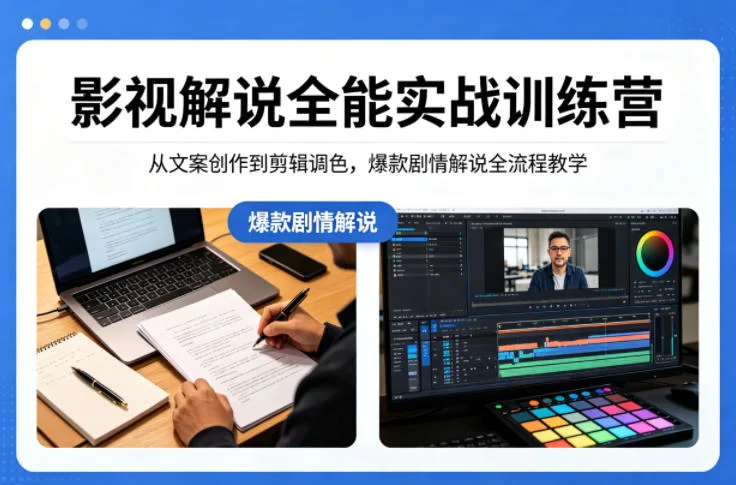 影视解说全能实战训练营：从文案创作到剪辑调色，爆款剧情解说全流程教学-小二项目网