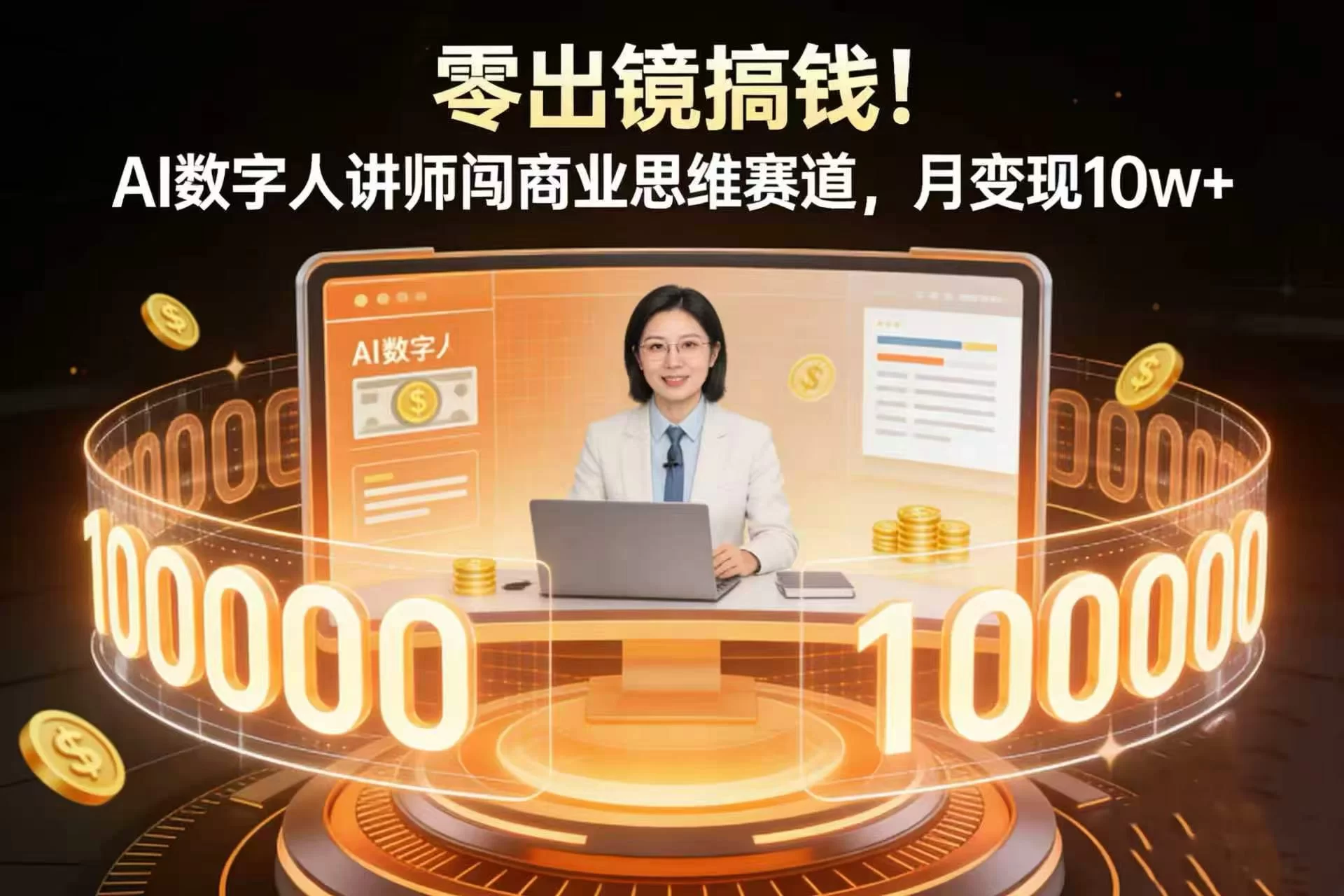零出镜搞钱!AI 数字人讲师闯商业思维赛道,月变现 10w+-小二项目网