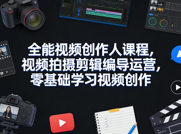 全能视频创作人课程，视频拍摄剪辑编导运营，零基础学习视频创作（更新2026年4月）-小二项目网