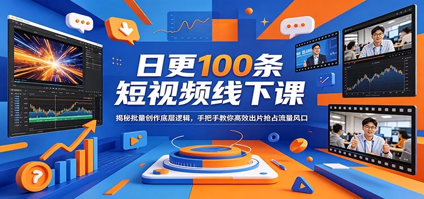 日更100条短视频线下课：揭秘批量创作底层逻辑，手把手教你高效出片抢占流量风口-小二项目网