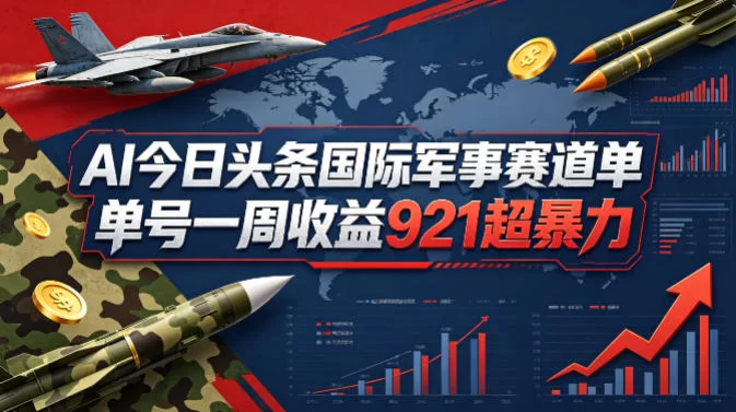 AI今日头条国际军事赛道，单号一周收益921，超暴力-小二项目网