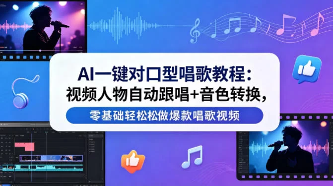 AI一键对口型唱歌教程：视频人物自动跟唱+音色转换，零基础轻松做爆款唱歌视频-小二项目网