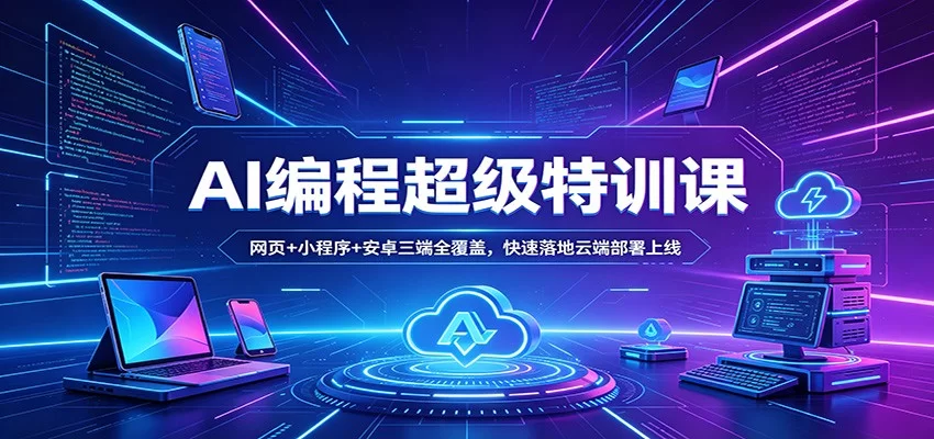 AI编程超级特训课：网页+小程序+安卓三端全覆盖，快速落地云端部署上线-小二项目网