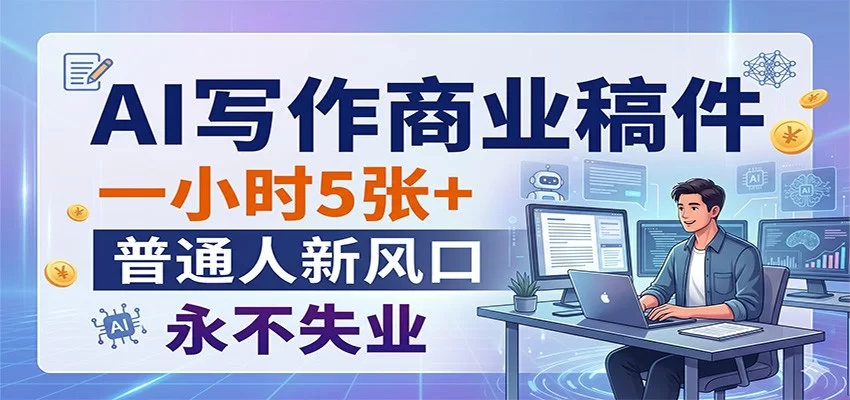 AI写作商业稿件，一小时5张+，普通人新风口，永不失业-小二项目网