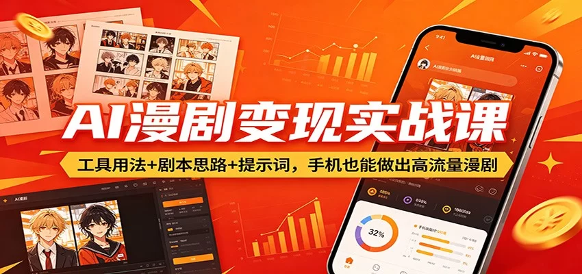 AI漫剧变现实战课：工具用法+剧本思路+提示词，手机也能做出高流量漫剧-小二项目网