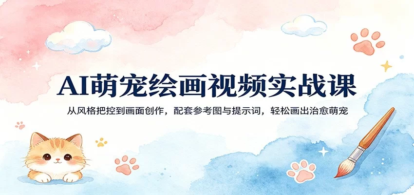 AI萌宠绘画视频实战课：从风格把控到画面创作，配套参考图与提示词，轻松画出治愈萌宠-小二项目网