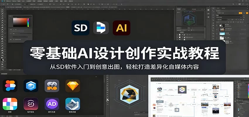零基础AI设计创作实战教程：从SD软件入门到创意出图，轻松打造差异化自媒体内容-小二项目网