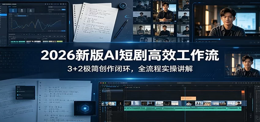 2026新版AI短剧高效工作流：3+2极简创作闭环，全流程实操讲解-小二项目网