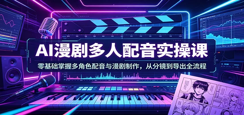 AI漫剧多人配音实操课：零基础掌握多角色配音与漫剧制作，从分镜到导出全流程-小二项目网