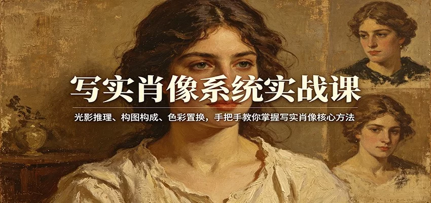 写实肖像系统实战课：光影推理、构图构成、色彩置换，手把手教你掌握写实肖像核心方法-小二项目网
