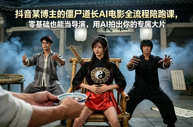 抖音某博主的僵尸道长AI电影全流程陪跑课，零基础也能当导演，用AI拍出你的专属大片-小二项目网