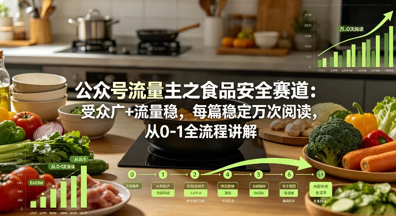 公众号流量主之食品安全赛道，受众广+流量稳，每篇作品稳定万次阅读，从0-1全流程讲解-小二项目网