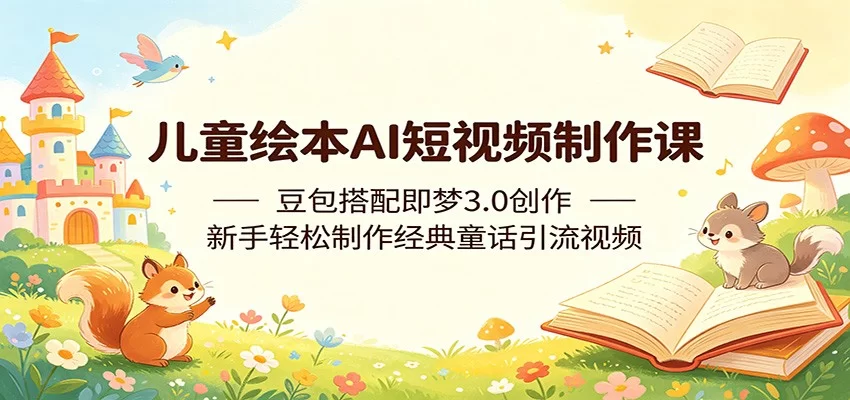 儿童绘本AI短视频制作课：豆包搭配即梦3.0创作，新手轻松制作经典童话引流视频-小二项目网