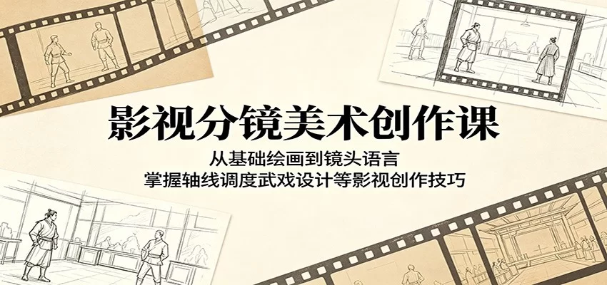 影视分镜美术创作课：从基础绘画到镜头语言，掌握轴线调度武戏设计等影视创作技巧-小二项目网