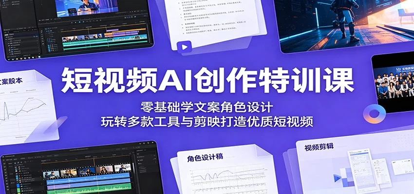短视频AI创作特训课：零基础学文案角色设计，玩转多款工具与剪映打造优质短视频-小二项目网