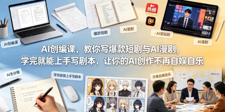 AI创编课，教你写爆款短剧与AI漫剧，学完就能上手写剧本，让你的AI创作不再自娱自乐-小二项目网