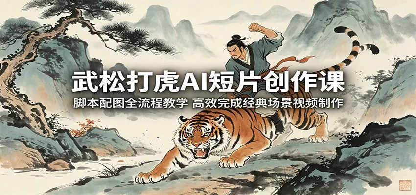 武松打虎AI短片创作课：脚本配图全流程教学，高效完成经典场景视频制作-小二项目网
