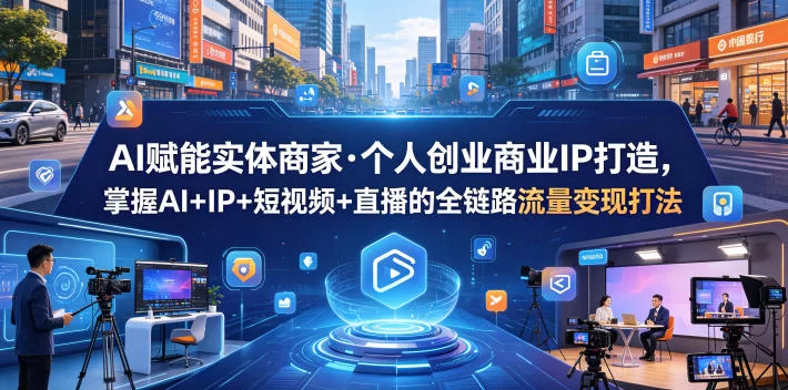 AI赋能实体商家·个人创业商业IP打造，掌握AI+IP+短视频+直播的全链路流量变现打法-小二项目网