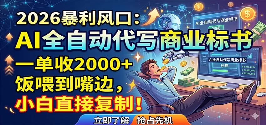 AI全自动代写商业标书，一单收2000+，饭喂到嘴边，小白直接复制-小二项目网