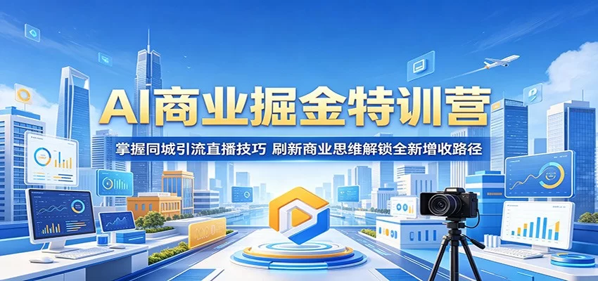 AI商业掘金特训营：掌握同城引流直播技巧，刷新商业思维解锁全新增收路径-小二项目网