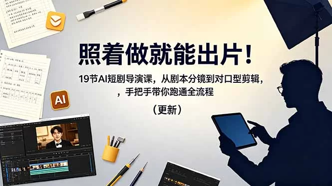 （18694期）照着做就能出片！19节AI短剧导演课，从剧本分镜到对口型剪辑，手把手带你跑通全流程（更新）-小二项目网