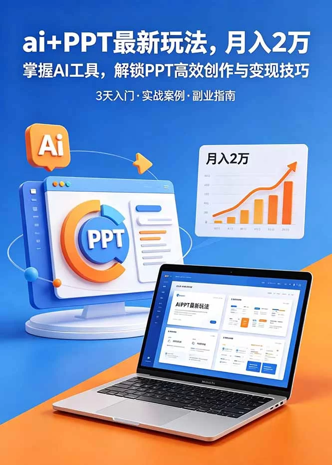 （18881期）ai+PPT最新玩法，月入2万掌握AI工具，解锁PPT高效创作与变现技巧3天入门，实战案例·副业指南-小二项目网