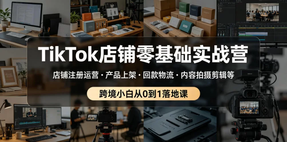TikTok店铺零基础实战营，店铺注册运营・产品上架・回款物流・内容拍摄剪辑等 ，跨境小白从0到1落地课-小二项目网