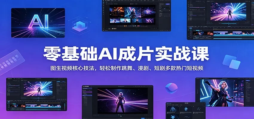 零基础AI成片实战课：图生视频核心技法，轻松制作跳舞、漫剧、短剧多款热门短视频-小二项目网