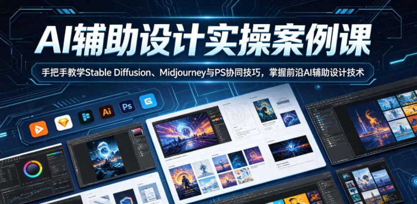AI辅助设计实操案例课，手把手教学Stable Diffusion、Midjourney与PS协同技巧，掌握前沿AI辅助设计技术-小二项目网