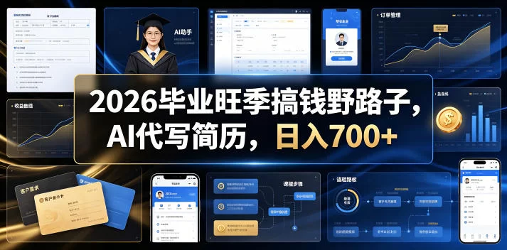 2026毕业旺季搞钱野路子，AI代写简历，日入700+【揭秘】-小二项目网