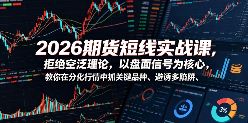 2026期货短线实战课，拒绝空泛理论，以盘面信号为核心，教你在分化行情中抓关键品种、避诱多陷阱-小二项目网