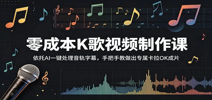 零成本K歌视频制作课：依托AI一键处理音轨字幕，手把手教做出专属卡拉OK成片-小二项目网