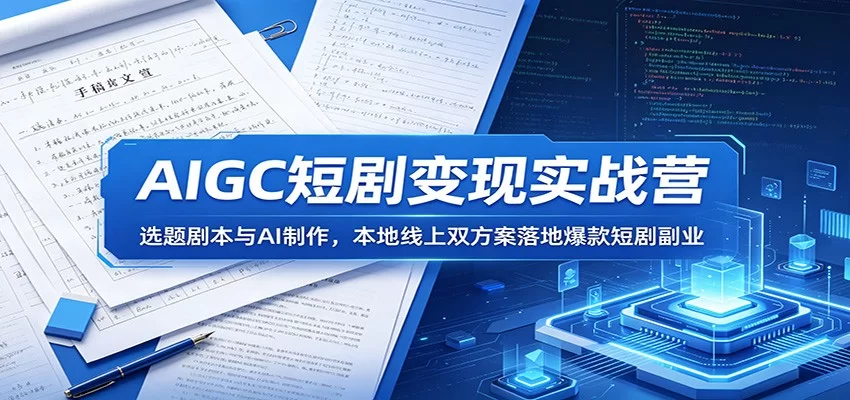 AIGC短剧变现实战营：选题剧本与AI制作，本地线上双方案落地爆款短剧副业-小二项目网