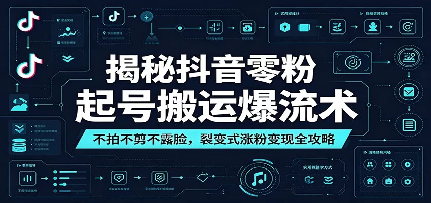 揭秘抖音零粉起号搬运爆流术：不拍不剪不露脸，裂变式涨粉变现全攻略-小二项目网
