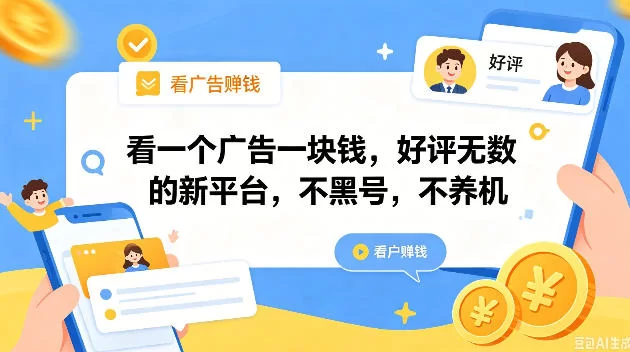 看一个广告一块钱，好评无数的新平台，不黑号，不养机，一撸几十块钱还是不错的【揭秘】-小二项目网