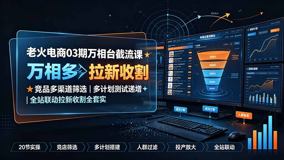 （19431期）老火电商03期万相台截流课：竞品多渠道筛选｜多计划测试递增｜全站联动拉新收割全套实操教学-小二项目网