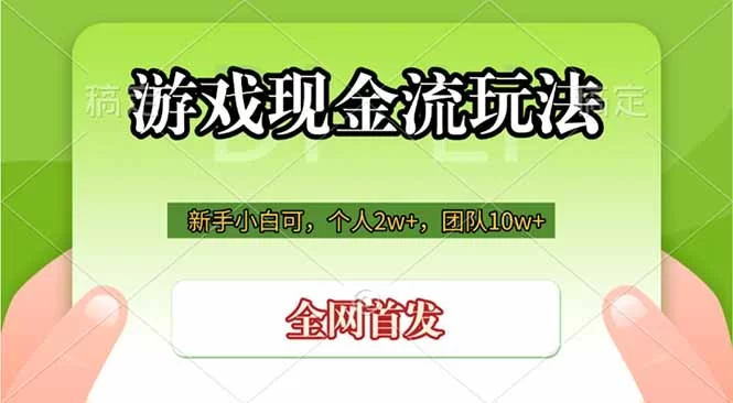 （19186期）游戏现金流玩法，个人2w+，团队10w+，自己做老板-小二项目网